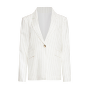 Smashed Lemon White Blazer Jacket with Black Pin Stripes
