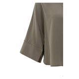 YAYA Greyish Brown Cropped Loose Fit Blouse