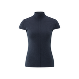 YAYA Collegiate Blue Fitted Ribbed Sweater With Front Seam