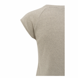 YAYA Silver Lining Beige Melange Fabric Mix Top With Seam Detail