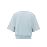 YAYA Baby Blue Boatneck Sweater With Transparent Sleeve