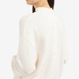 YAYA Snowfall White 10002 Textured High Neck Sweater With Buttons