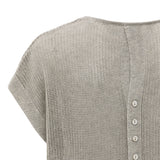 YAYA Brownish Grey Sleeveless Sweater With Buttons