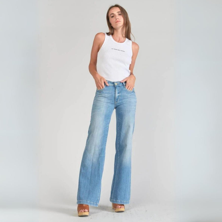 Le Temps Des Cerises Blue Axis Flared Jeans