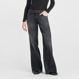 Le Temps Des Cerises Wide Leg Jeans Lauryn Leopard Black
