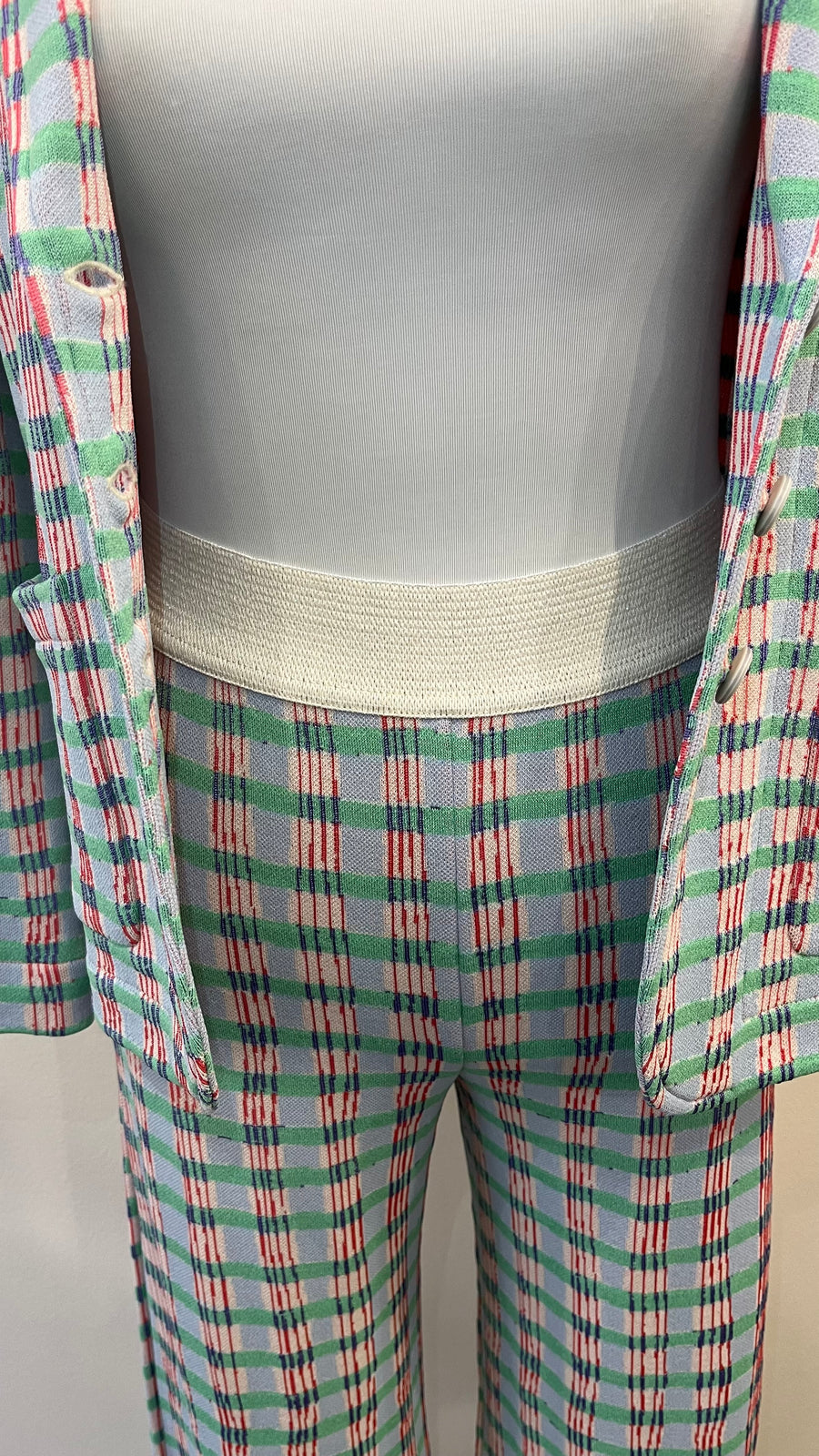 Aldo Martins Dori Verde Plaid Long Pants with Elastic Waistband