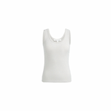 YAYA Mist Green Melange Rib Singlet With Fancy Edge
