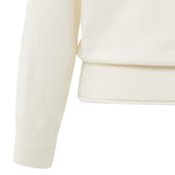 YAYA Off White Knit Melange Deep V-Neck Sweater With Layered Top