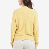 YAYA Dried Moss Green Melange Textured High Neck Sweater With Buttons