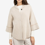 YAYA Oxford Tan Brown Dessin Jaquard Knitted Poncho Cardigan