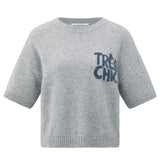 YAYA Light Grey Short Sleeve Sweater With Artwork
