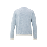 YAYA Secret Spaces Grey Melange Sweater With Double Layer Look & Contrast Trims