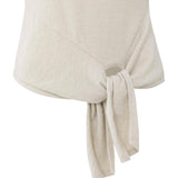 YAYA Cloud Grey Sleeveless Sweater With Knot & Sequins