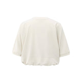 YAYA Chalk White Short Sleeve Balloon Top With Hem
