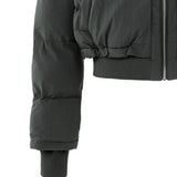 YAYA Oyster Black Nylon Padded Jacket With Rib Detail