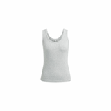 YAYA Medium Grey Melange Rib Singlet With Fancy Edge