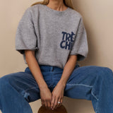 YAYA Light Grey Short Sleeve Sweater With Artwork