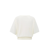 YAYA Off White Boatneck Sweater With Transparent Sleeve