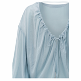 YAYA Baby Blue Crinkle Top With Low Back