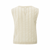 YAYA Off White Embroidered Singlet With Rib Detail