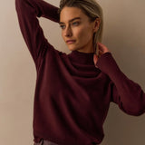 YAYA Fudge Purple Sweater With Open Detail At Neckline