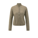 YAYA Capers Melange Textured Cardigan With High Neckline