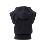 YAYA Inkwell Blue Sleeveless Knitted Hoody With Zipper