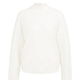 YAYA Snowfall White 10002 Textured High Neck Sweater With Buttons