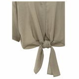 YAYA Seneca Rock Beige Knotted Crinkle Top