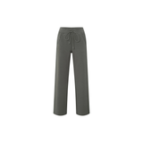 YAYA Dark Night Grey Ribbed Wide Leg Trousers With Flatlocks