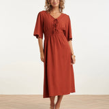 Smashed Lemon Brique Airy Linen Dress