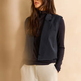 YAYA Collegiate Blue Long Sleeve Top With Zipper Collar