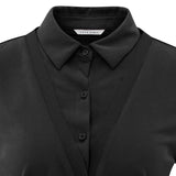 YAYA Black Blouse With Double Layer Effect