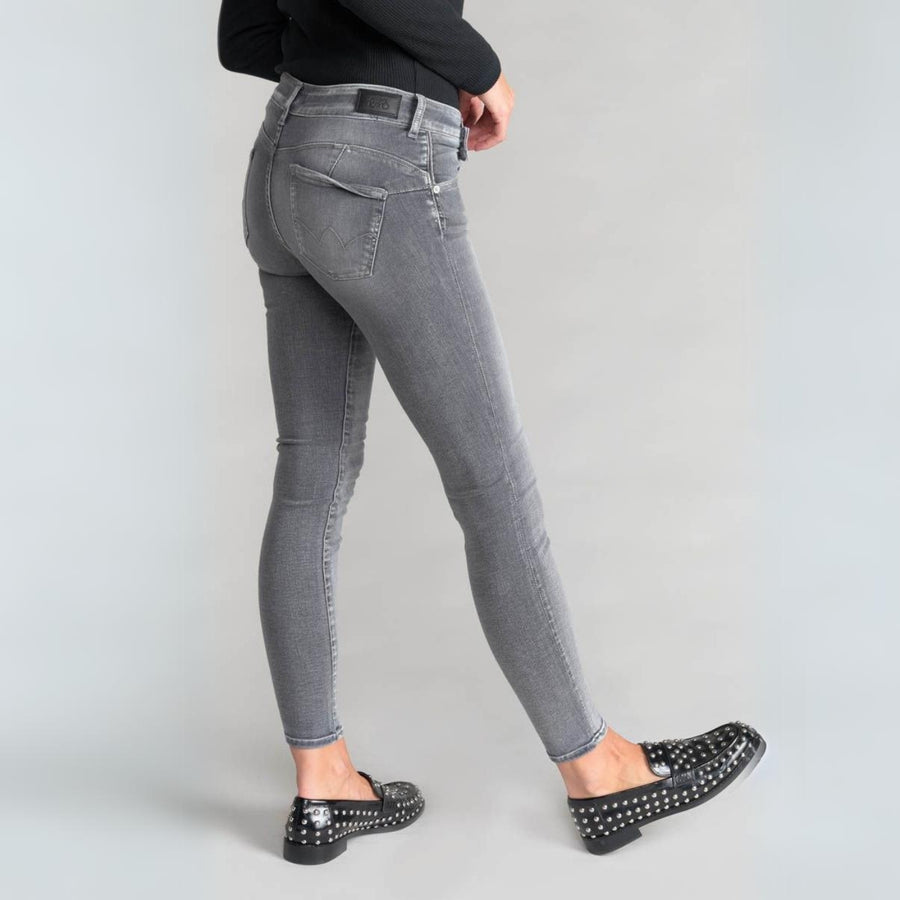 Le Temps Des Cerises Jarry Slim Grey Jeans with Extended Waistline