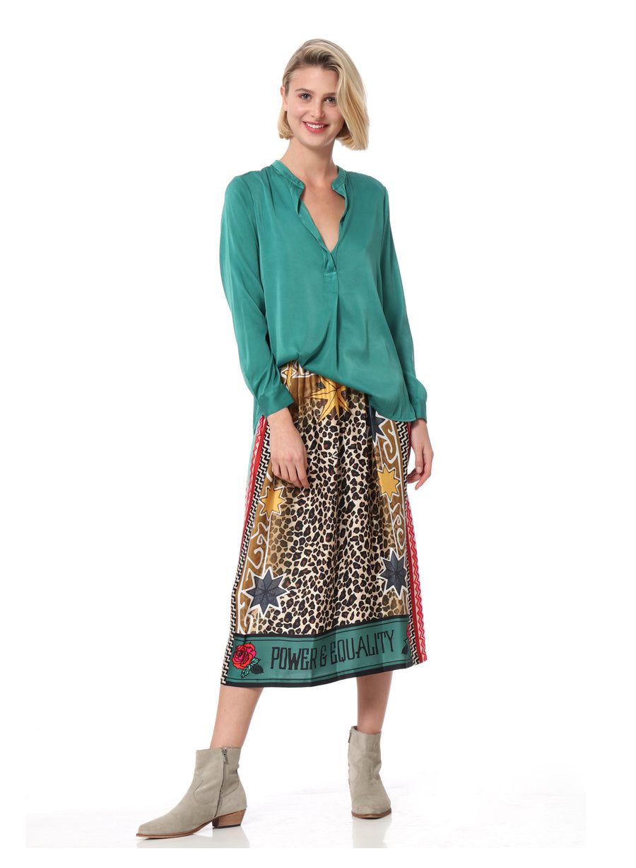 ME369 HAILEY PRINTED VISCOSE BLEND MIDI SKIRT