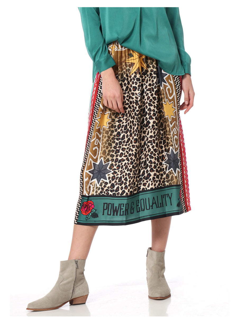 ME369 HAILEY PRINTED VISCOSE BLEND MIDI SKIRT