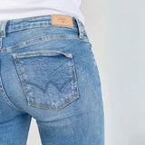 Le Temps Des Cerises Oriol Faded Blue Capri Shorts with Zebra Belt