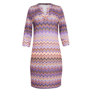 Smashed Lemon Purple Multicolour Abstract Striped 3/4 Sleeve Dress