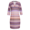 Smashed Lemon Purple Multicolour Abstract Striped 3/4 Sleeve Dress