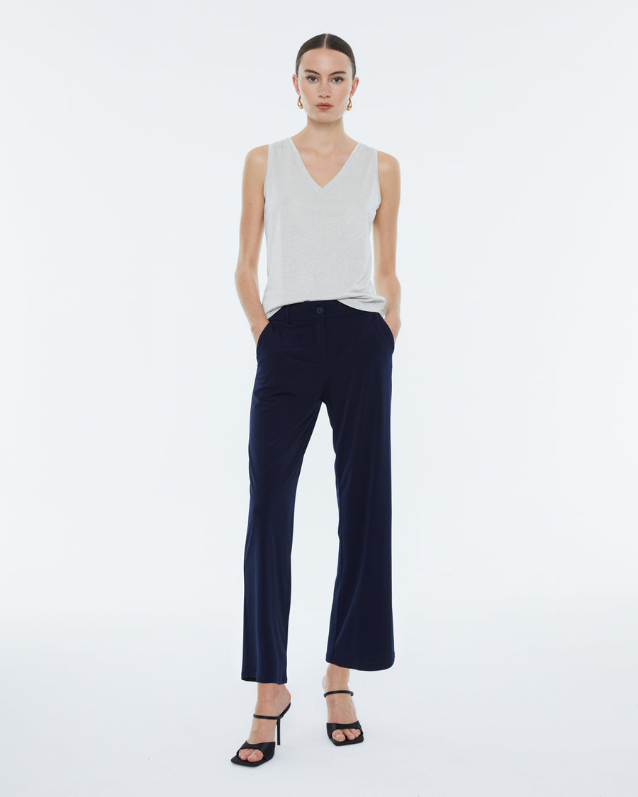 Andam Navy Blue Wide Leg Trouser Pants - 112