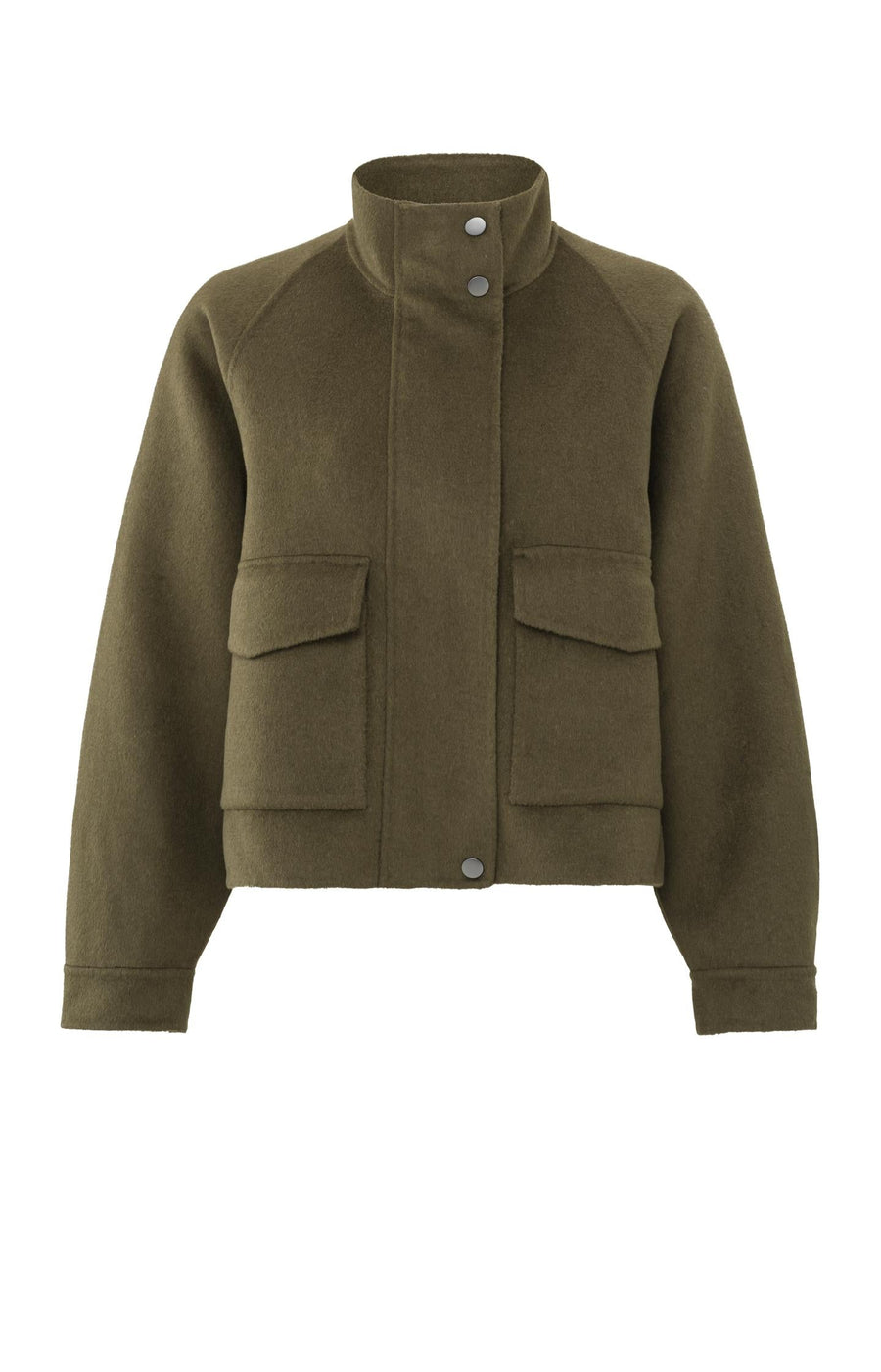 YAYA Soft Jacket In Wool Mix Dark Army Green
