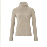 YAYA Sweater With Removable Collar Cashmere Brown