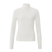 YAYA Turtleneck Sweater With Buttoned Cuff Wool White